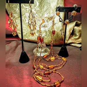 Amber and  Gold 3pc Jewelry Set